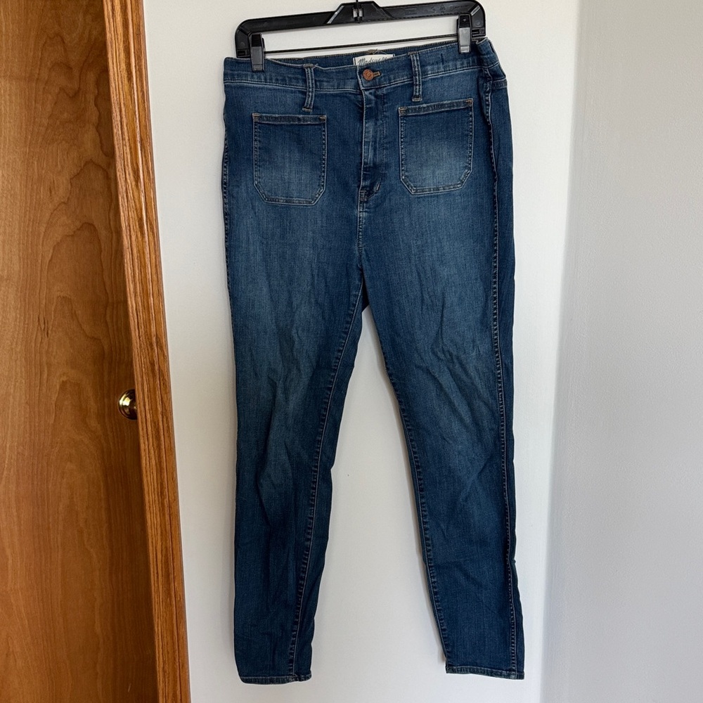 Madewell Dark Blue Skinny Jeans with Front Patch Pockets